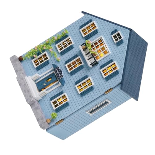 minkissy DIY Miniatur Holzhaus Bausatz mit Möbeln Stabiles Holzmodell Kompakt und Tragbar Kreatives Dekoration Bastelset für Familien von minkissy