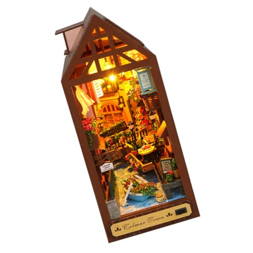 minkissy DIY Miniaturhaus Bausatz aus Holz Kleines Vintage Modellhaus zum Selberbauen Kreatives Handgefertigtes ohne Batterie Dekoratives Display für Schreibtisch Regal von minkissy