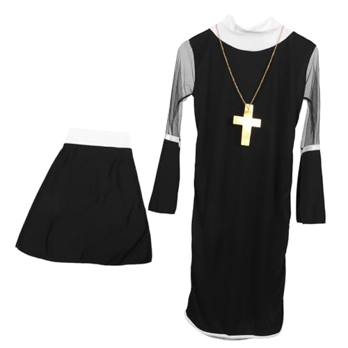 minkissy Damen Nonnenkostüm für Cosplay Halloween und Bühnenaufführungen Plus Outfit für Kostümpartys von minkissy