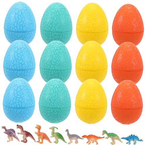 minkissy Dinosaurier Eier mit Bunten Eiern und PVC Dinosauriern Stabiles Stehendes Ausgrabungs und Lernspielzeug für Kleinkinder Pädagogisch und Sicher für Jungen und Mädchen von minkissy