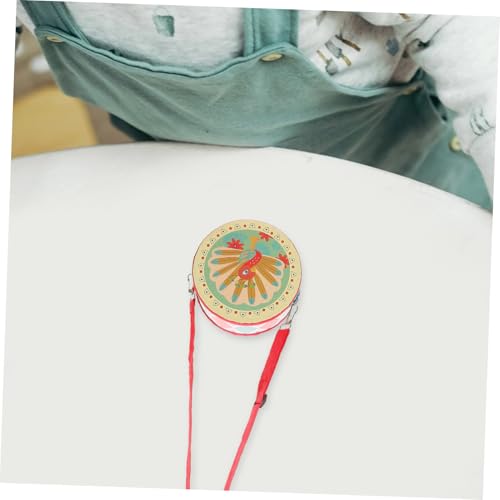 minkissy Doppelseitige Kinderhandtrommel mit Mallets Pädagogisches Rhythmus Percussion Instrument für Junge Mädchen und Kindergarten Musikalisches mit Farbenfrohem Pfau Design für von minkissy