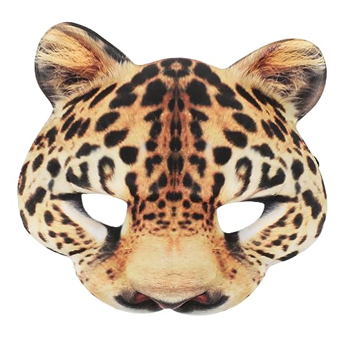 minkissy EVA Halbgesichts Maske Leopard Tiermotiv Elastisches Band Karneval Party Cosplay Kostümmaske für Erwachsene Halloween Festival Dekoration Unisex Passform von minkissy