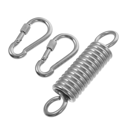 minkissy Edelstahl Teleskop Federhaken Teilig Robustes Aufhängeset für Hängesessel und Schaukel Korrosionsbeständig Federnder Stoßdämpfer für Outdoor und Indoor Nutzung von minkissy