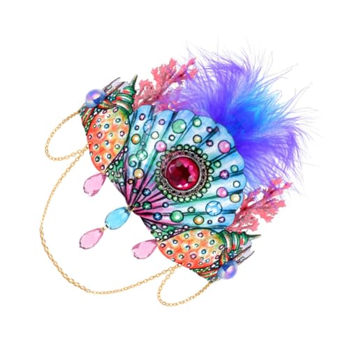 minkissy Elastisches Halloween haarband mit Federn und Muschelkrone Leichter Haarschmuck für Damen Festliches Stirnband für Kostüm Fotoprop anlässe von minkissy