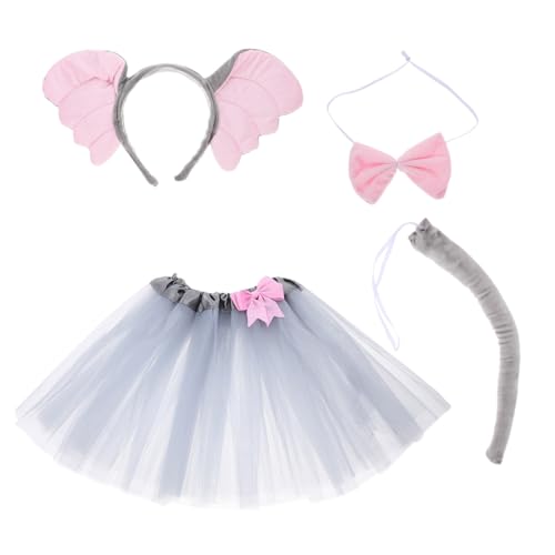 minkissy Elefant Kostüm Set für Mädchen Tierkostüm mit Ohren Haarreif Schleife und Tutu Rock für Halloween Karneval und Geburtstagsfeiern minkissy Elefant Kostüm Set für Mädchen Tierkostüm mit Ohren Haarreif Schleife und Tutu Rock für Halloween Karneval und Geburtstagsfeiern von minkissy