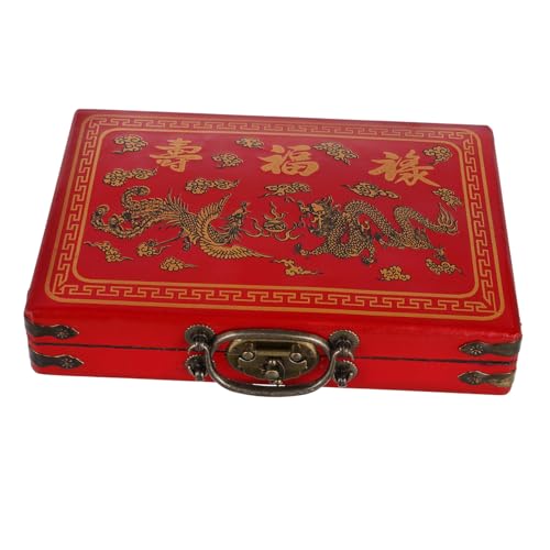 minkissy Elegante Mahjong Aufbewahrungsbox aus Robustem PU mit Schnellem Verschluss Multifunktional für Mahjong und Haushaltsgegenstände Sicher mit Abgerundeten Kanten Tragbar für Reisen von minkissy