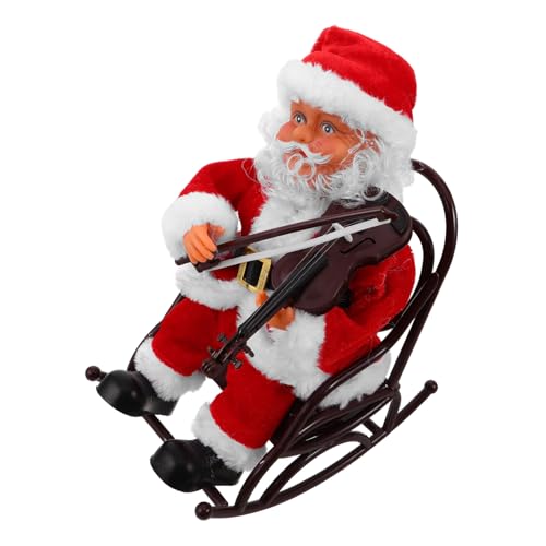 minkissy Elektrische Weihnachtsmann-Figur mit Musik Sitzender Santa im Schaukelrollstuhl Farbenfrohes Weihnachtsdekorationsspielzeug Lustiges Festival-Party-Geschenk Langlebig und von minkissy