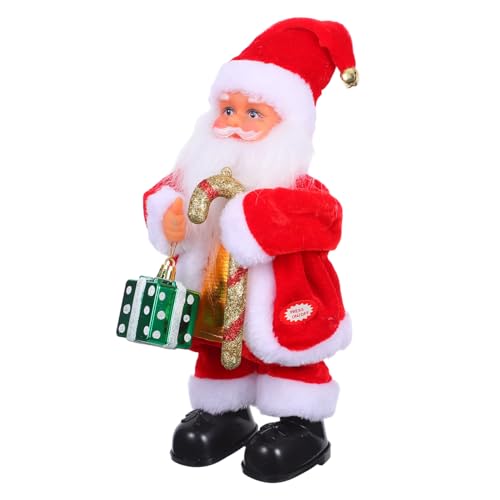 minkissy Elektrische Weihnachtsmannfigur mit Musik und Beweglichen Gelenken Festliche Weihnachtsdeko für Xmas Party Handlicher Santa im Geschenkbox Design von minkissy