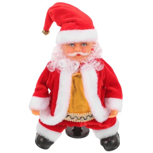 minkissy Elektrischer Weihnachtsmann Dekofigur ohne Batterie Kleine Lustige Weihnachts Drehpuppe Niedliche Weihnachtsdekoration für Tisch und Singende Spielzeugfigur von minkissy