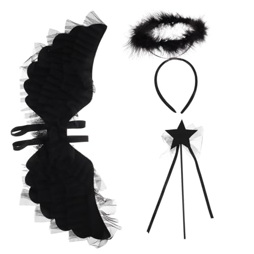 minkissy Engelsflügel Kostüm Set für Teiliges Set mit Heiligenschein und Federflügeln für Halloween Karneval und Cosplay Events minkissy Engelsflügel Kostüm Set für Teiliges Set mit Heiligenschein und Federflügeln für Halloween Karneval und Cosplay Events von minkissy