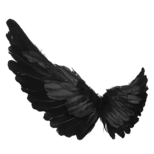 minkissy Engelsflügel Kostüm Zubehör für Schwarze Federflügel für Cosplay Bühnenaufführungen Requisite für Halloween Partys Festivals von minkissy