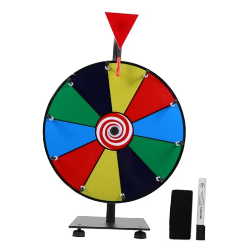 minkissy Erasable Tabletop Prize Wheel Bunte Abschnitte Stabiles Tragbares buntes Preisrad für Firmenveranstaltungen Leicht zu Reinigen Schnelle Montage für Party Bürospiele von minkissy