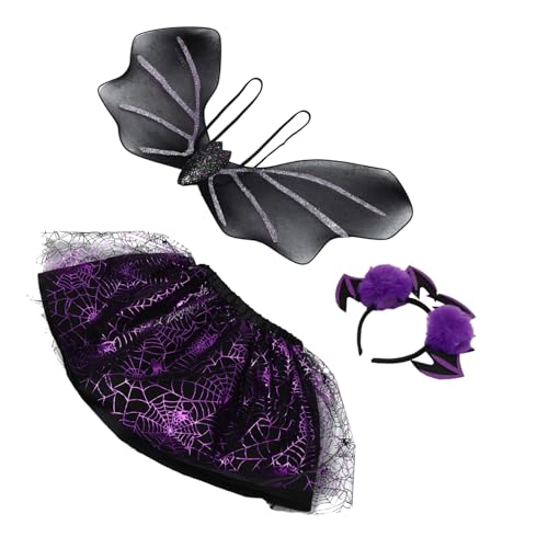minkissy Fledermaus Kostüm für Mädchen Halloween Outfit mit Haarreif und Umhang für Kostümpartys Cosplay und Leicht und Langlebig minkissy Fledermaus Kostüm für Mädchen Halloween Outfit mit Haarreif und Umhang für Kostümpartys Cosplay und Leicht und Langlebig von minkissy