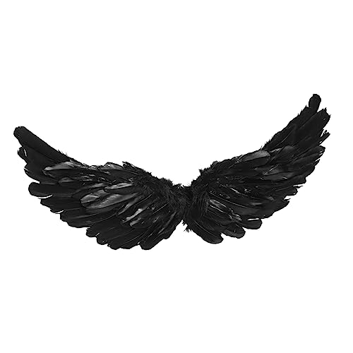 minkissy Flügel Kostüm Zubehör für Schwarze Federflügel für Halloween Weihnachten und Cosplay Events Leicht und Langlebig für Bühnenauftritte von minkissy