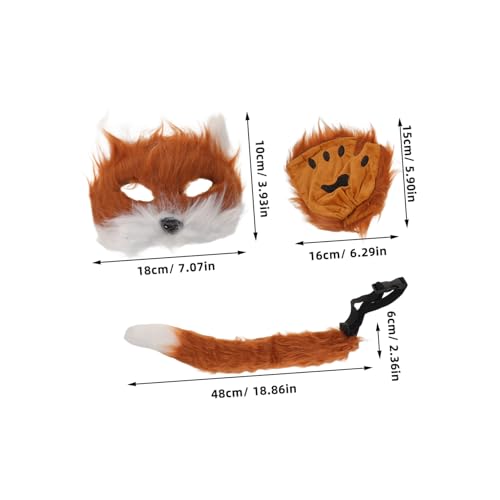 minkissy Fuchskostüm für Mädchen mit Weicher Plüschmaske Beweglichem und Passenden Handschuhen Bequemes Realistisches Cosplay Set für Halloween Karneval und Rollenspiele von minkissy