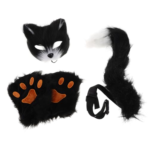 minkissy Furry Fox Cosplay Maske mit Pfoten und Handschuhen Halbgesichtsmaske für und Cosplay Events Verstellbar und Bequem Realistische Details Leicht zu Reinigen von minkissy