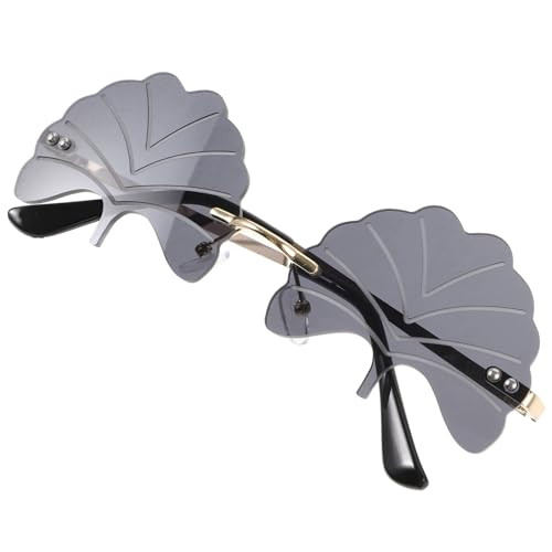 minkissy Ginkgoblatt- Männer Randlose polarisiert Partybrille halllowen heeloween im trend Festivalbrille trends Partygeschenk Partyzubehör von minkissy