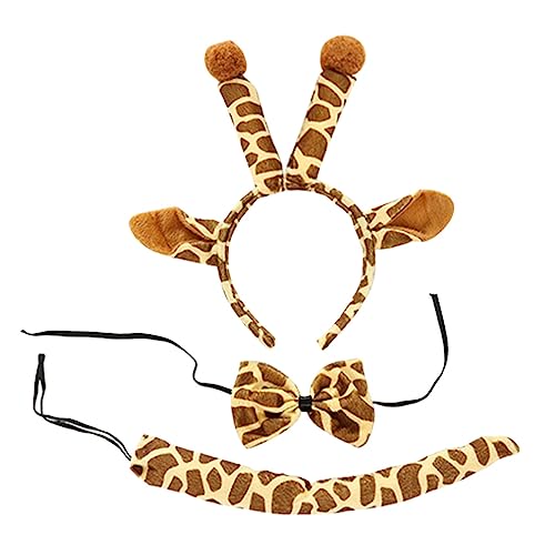 minkissy Giraffe Tier Kostüm Zubeh?r Giraffe Haarreif Ohren Fliege Schwanz Tier Verkleidung Cosplay Kostüm Zubeh?r für Geburtstag Tier Party Leopard Kostüm Zubeh?r Kostüm Zubeh?r von minkissy