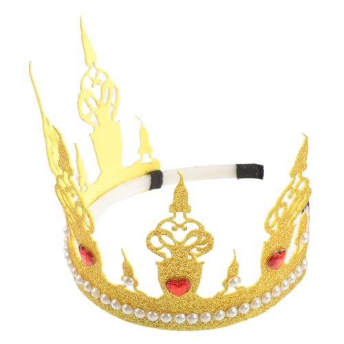 minkissy Goldene Party Krone Stirnband für Mädchen Robuste Geburtstagskrone Detailreich Verarbeitet Sicherer Kinderkopfschmuck für Besondere Feiern und Fotos von minkissy