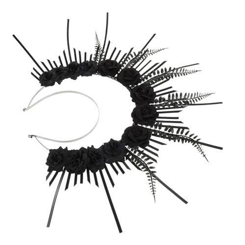 minkissy Gothic Haarschmuck Vintage Stirnband mit Schwarzen Blumen Retro Kopfschmuck für Damen Party Halloween Cosplay minkissy Gothic Haarschmuck Vintage Stirnband mit Schwarzen Blumen Retro Kopfschmuck für Damen Party Halloween Cosplay von minkissy