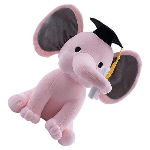 minkissy Graduation Elefant Plüschspielzeug mit Doktorhut Kuscheliges Stofftier für Abschlussfeier Dekoration für Studenten und Rosa von minkissy