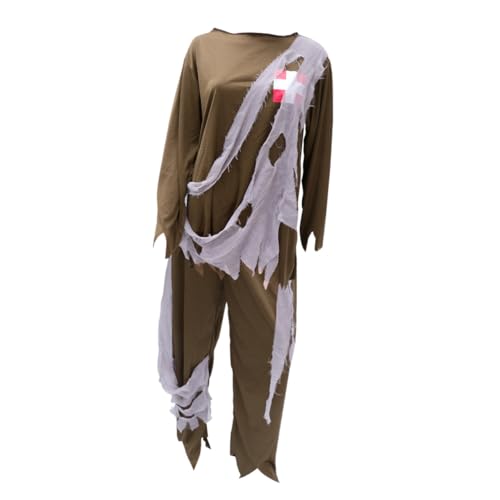 minkissy Gruseliges Zombie Kostüm für Erwachsene Halloween Cosplay Bühnenoutfit Langlebigem Verschiedenen Farben für Horror Performance und Party von minkissy