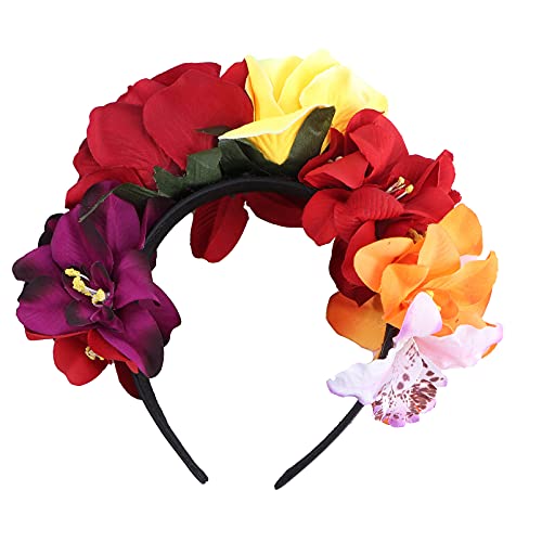 minkissy Haarband mit Rosen, Vintage-Stil, handgefertigt, Kranz, Krone für Hochzeit, Party, Geburtstag, Halloween 2pcs… (1pcs) von minkissy