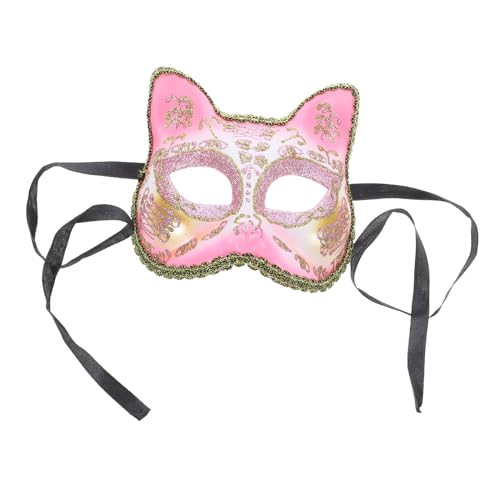 minkissy Halbgesichts Maske Katze Rosa Niedliches Katzenkostüm für Halloween Party Cosplay Karneval Bühnenauftritte Leicht Anzuziehen Atmungsaktiv und Komfortabel Party Zubehör von minkissy