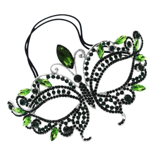 minkissy Halbmaske für Damen mit Strasssteinen Venezianische Masquerade Maske für Halloween Party Vielseitige Cosplay Maskerade Eleganter Maskenball Accessoire für Frauen von minkissy