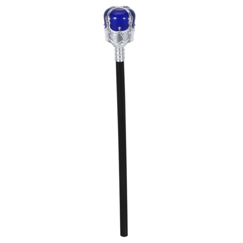 minkissy Halloween Cosplay König Handstab Dekorativer Stock Requisit Royal Wand für Bühnenauftritt Party Zubehör Silber Blau von minkissy