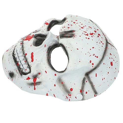 minkissy Halloween Gruselige Schädel Maske PU Material Einheitsgröße Atmungsaktive Horror Maske für Kostüm und Halloweenpartys Realistisches Skelett Design für Cosplay und Mottopartys von minkissy