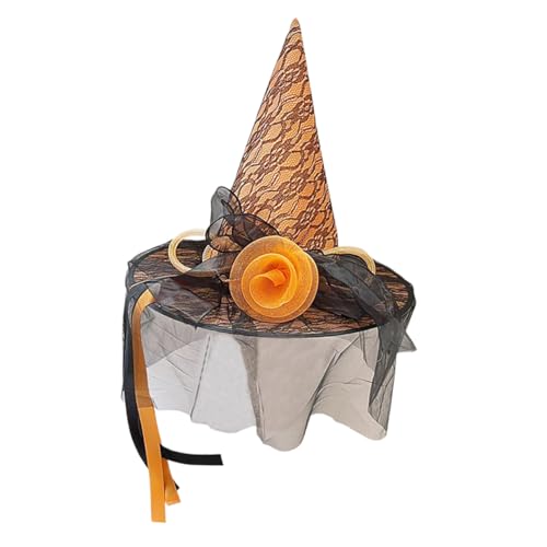minkissy Halloween Hexenhut Damen Orange mit Mesh Blumen Atmungsaktives Cosplay Accessoire für Kostüm Rollenspiel und Partys minkissy Halloween Hexenhut Damen Orange mit Mesh Blumen Atmungsaktives Cosplay Accessoire für Kostüm Rollenspiel und Partys von minkissy