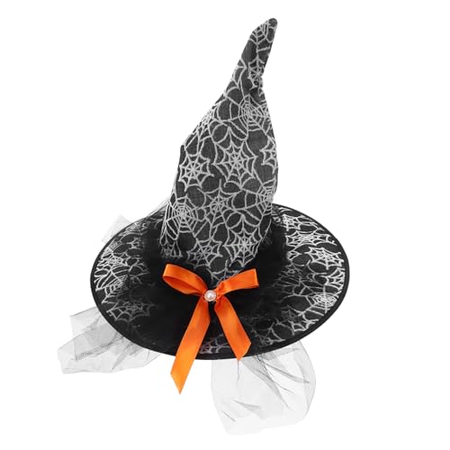 minkissy Halloween Hexenhut Damen Schwarz mit Handgefertigtem Spinnennetz-mesh Leichter Zaubererhut für Cosplay Halloween-party und Theatervorstellungen von minkissy