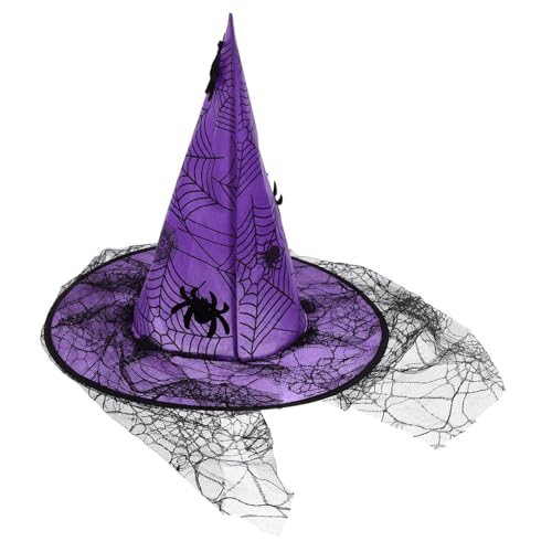 minkissy Halloween Hexenhut mit Spinnenmotiv Elegante Cosplay Haube für Damen und Herren für Kostümpartys und Halloween Veranstaltungen aus Weichem Waschbarem Material von minkissy