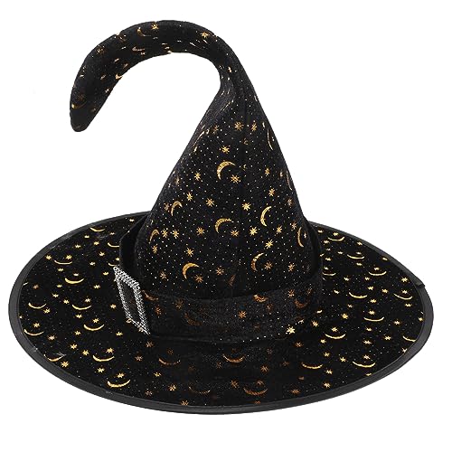 minkissy Halloween Hexenhut mit Stern Mond Gewölbter Cosplay Hut für Fasching und Kostümparty Wiederverwendbar Waschbar Dekorativ für Halloween Feiern und minkissy Halloween Hexenhut mit Stern Mond Gewölbter Cosplay Hut für Fasching und Kostümparty Wiederverwendbar Waschbar Dekorativ für Halloween Feiern und von minkissy