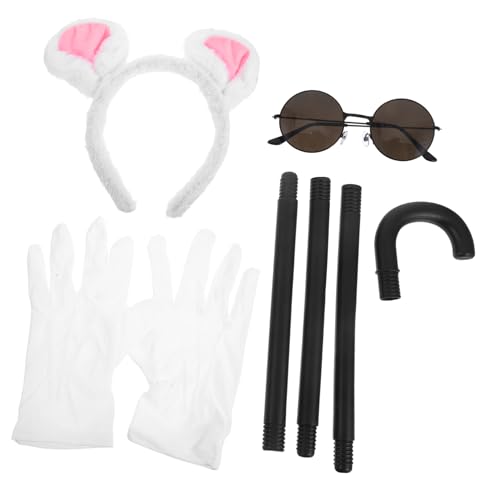 minkissy Halloween Kostüm Set für Damen mit Weichen Leichten Mausohren Sonnenbrille Weißem Blindenstock und Handschuhen Flexibles Bequemes Zubehör für Cosplay Themenpartys und Halloween minkissy Halloween Kostüm Set für Damen mit Weichen Leichten Mausohren Sonnenbrille Weißem Blindenstock und Handschuhen Flexibles Bequemes Zubehör für Cosplay Themenpartys und Halloween von minkissy