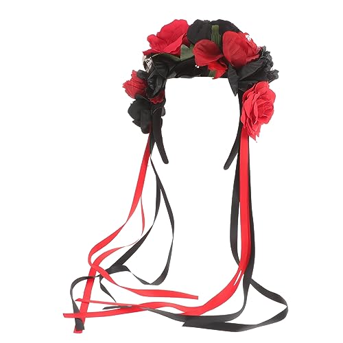 minkissy Halloween Blumen Haarband Mit Rosenkopfstück Für Tag Der Toten Haarschmuck Wiederverwendbarer Kopfschmuck Für Damen Für Karneval Kostümpartys Und Foto-requisiten von minkissy