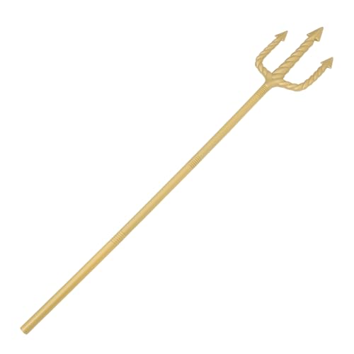 minkissy Halloween Teufel Prop Leichtes Glattes Cosplay Zubehör für Kostümpartys Teufel Bühnenauftritte Vielseitiger Party Pitch Fork Goldfarbenes Design von minkissy