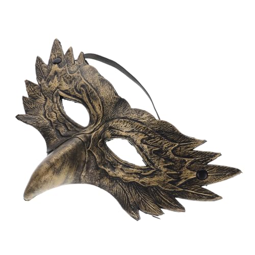 minkissy Halloween-Tiermasken tierische Maskerademaske Masken-Cosplay Halloween- Halbgesichtsmaskenkostüm Party Weißkopfseeadler- Adlerkostüm für Erwachsene PU- Golden von minkissy