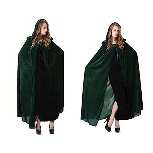minkissy Halloween Umhang mit Kapuze Hexen und Zauberer Kostüm Cosplay Robe in Dunkelgrün Vielseitig für Halloween Karneval Kostümpartys und Rollenspiele mit Kordelverschluss Am Hals von minkissy
