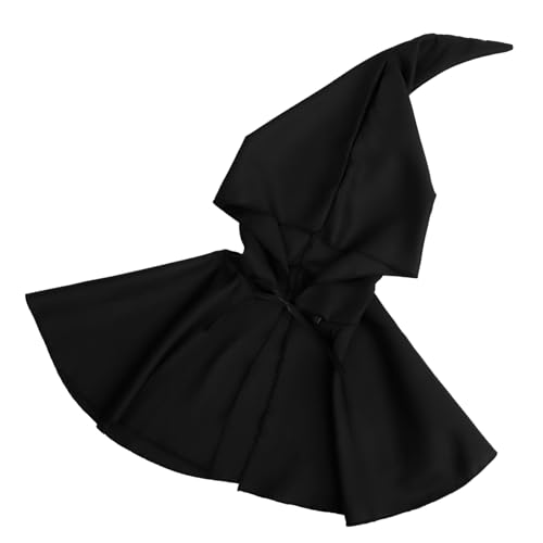 minkissy Halloween Umhang mit Kapuze für Schwarzer Cosplay Cape aus Strapazierfähigem Vielseitig für Halloween Party Maskenball Kostüm und Rollenspiel Geeignet Teilig Einheitsgröße von minkissy