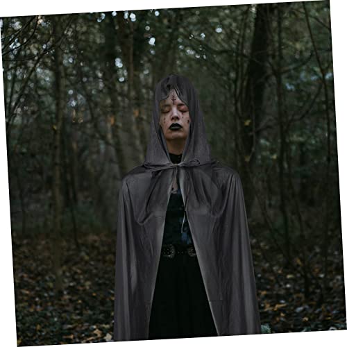 minkissy Halloween Vampir Umhang mit Kapuze Einlagiger Schwarzer Cosplay Cape für Halloween Kostüm Party Verkleidung und Rollenspiele Leicht Anzuziehen und Auffälliges Design von minkissy