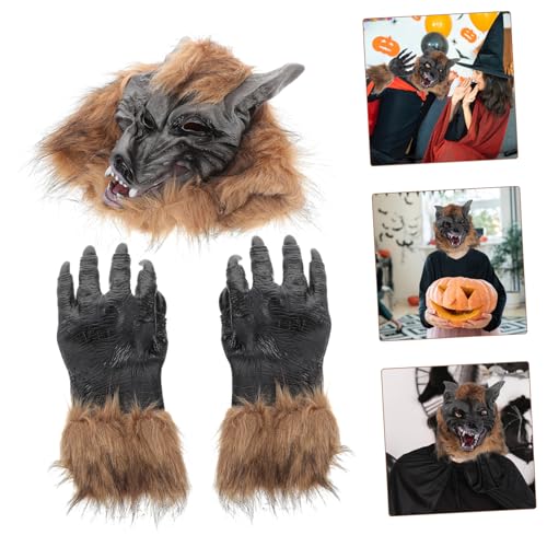 minkissy Halloween Wolfskopf Maske und Werwolf Handschuhe Realistische Cosplay Tiermaske mit Klauen für Erwachsene Gruselige Verkleidung für Halloween Karneval und Party minkissy Halloween Wolfskopf Maske und Werwolf Handschuhe Realistische Cosplay Tiermaske mit Klauen für Erwachsene Gruselige Verkleidung für Halloween Karneval und Party von minkissy