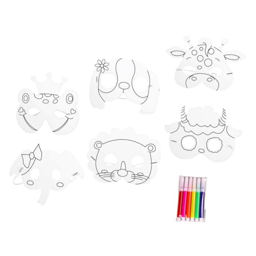 minkissy Handbemalbare DIY Tiermasken Teilig mit Farben Stiften Leere Weiße Bastelmasken für Geburtstag Partygeschenke Kreative Malvorlagen für Mädchen Jungen von minkissy