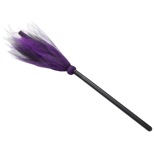 minkissy Hexenbesen Halloween Cosplay Leichtes Kunststoffbesen mit Mesh Tragbar Kostüm Requisite für Verkleidung Party Zubehör Zufällige Farbe Zufällige Farbe von minkissy