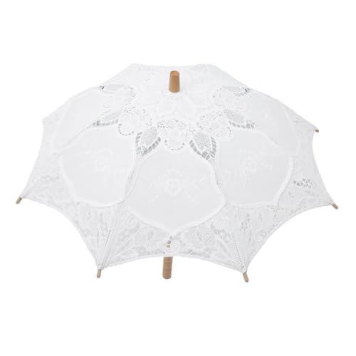 minkissy Hochzeit Kostüm Regenschirm Eleganter Spitzenparasol für Fotografie Tanz und Hochzeitsdeko Groß Leicht Handgefertigt für Besondere Anlässe von minkissy
