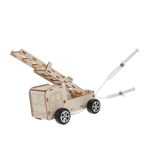 minkissy Holz DIY Feuerwehrleiterwagen Modell Bausatz Leichtes Material Kreative für Jungen Eltern Junge Mädchen Bastelset zur Fantasie und Wissenschaft von minkissy
