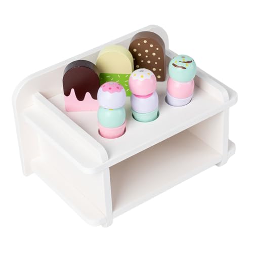 minkissy Holz Eiscreme Modellset mit Ständer Stabiles Langlebiges Holzspielzeug Farbenfrohes Künstliches EIS für Ladendekoration Puppenhaus Kinderküche und Rollenspiele von minkissy