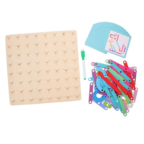 minkissy Holz Geoboard Montessori Lernspielzeug Kinderpuzzle Lernhilfe Matheförderspielzeug aus Naturholz Sicher und Tragbar für Vorschulkinder Feinmotorik von minkissy