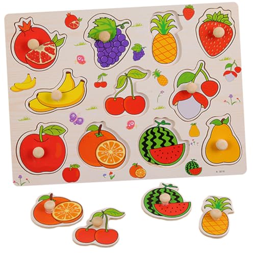 minkissy Holz Kinderpuzzle Früchte Lernspielzeug Montessori Pädagogisches Steckspiel für Kleinkinder Ab Jahr Sicheres Langlebiges Hand Auge koordination zur Kognitiven von minkissy